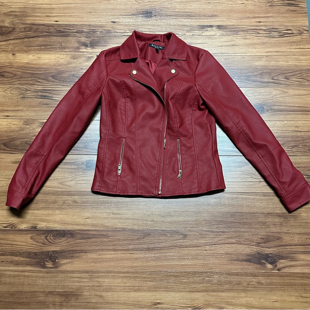 Baccini Red Faux Leather Women's Jacket
